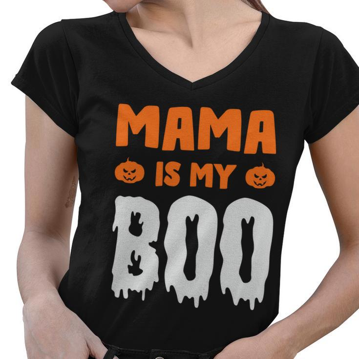 Mama Is My Boo Halloween Quote Women V-Neck T-Shirt