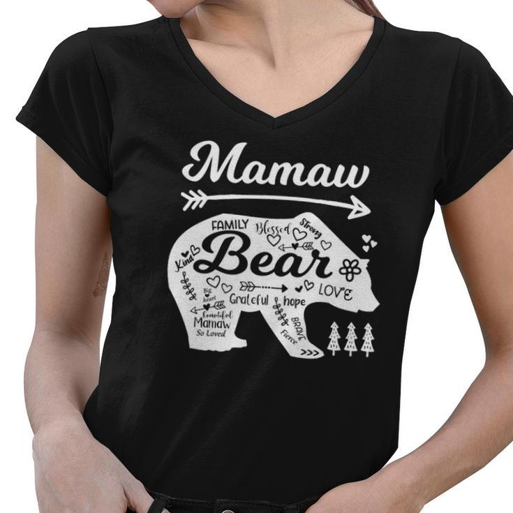 Mamaw Bear Words Of Love With Doodle Graphics Grandma Gifts Women V-Neck T-Shirt