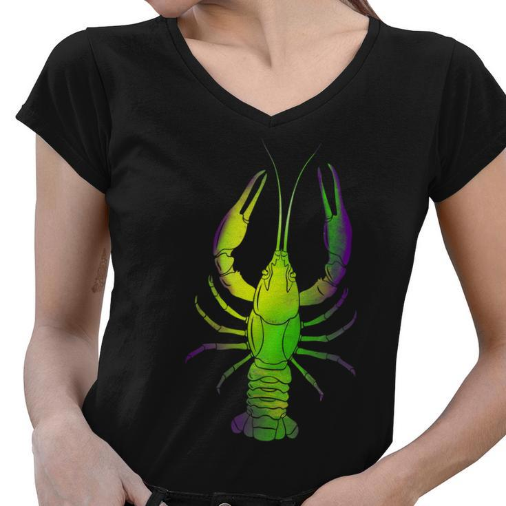 Mardi Gras Crawfish Graphic Design Printed Casual Daily Basic Women V-Neck T-Shirt