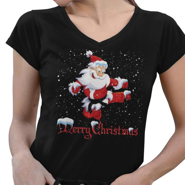 Martial Art Christmas Santa Taekwondo Women V-Neck T-Shirt