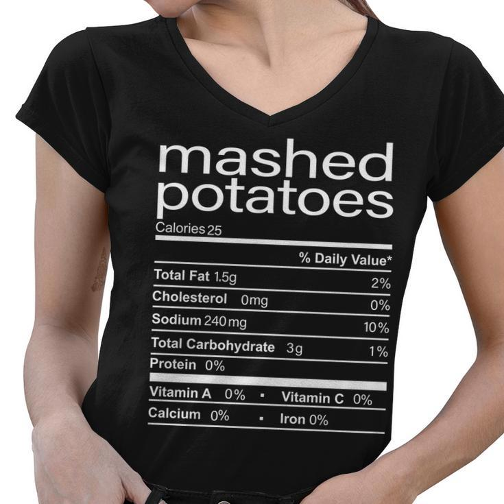 Mashed Potato Nutritional Facts Funny Thanksgiving Women V-Neck T-Shirt