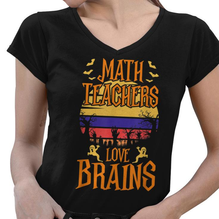Math Teachers Love Brain Halloween Teacher Costume  Women V-Neck T-Shirt