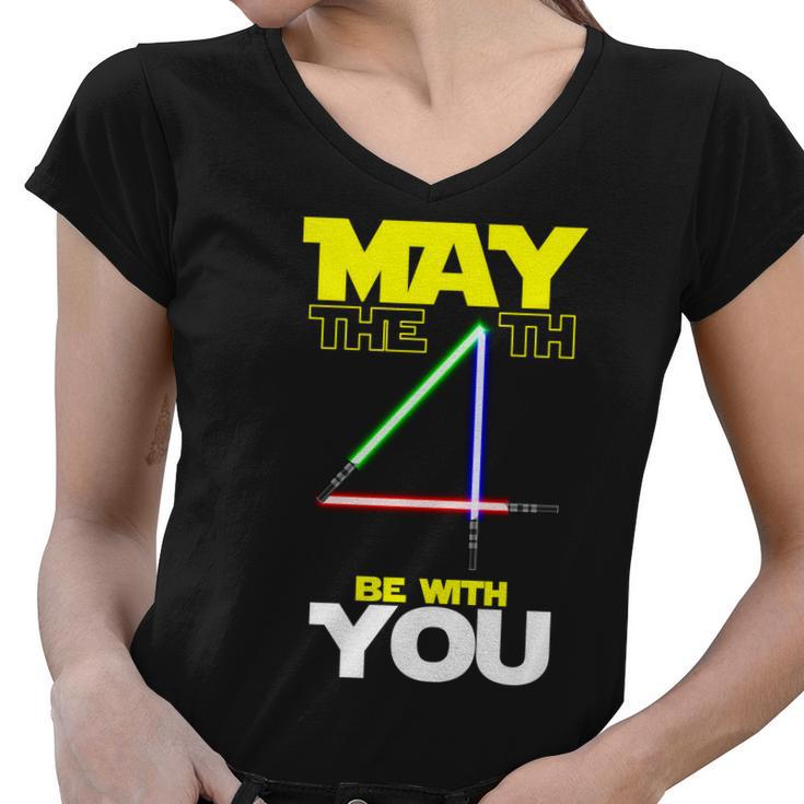 May The 4Th Be With You Lightsaber Tshirt Women V-Neck T-Shirt