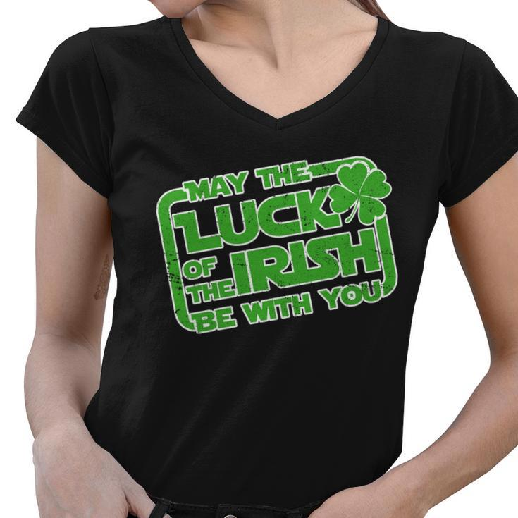 May The Luck Of The Irish Be With You Graphic Design Printed Casual Daily Basic Women V-Neck T-Shirt