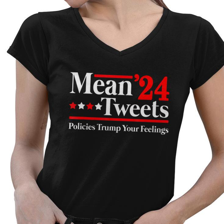 Mean Tweets 2024 Pro Donald Trump 24 Funny Anti Biden Tshirt Women V-Neck T-Shirt