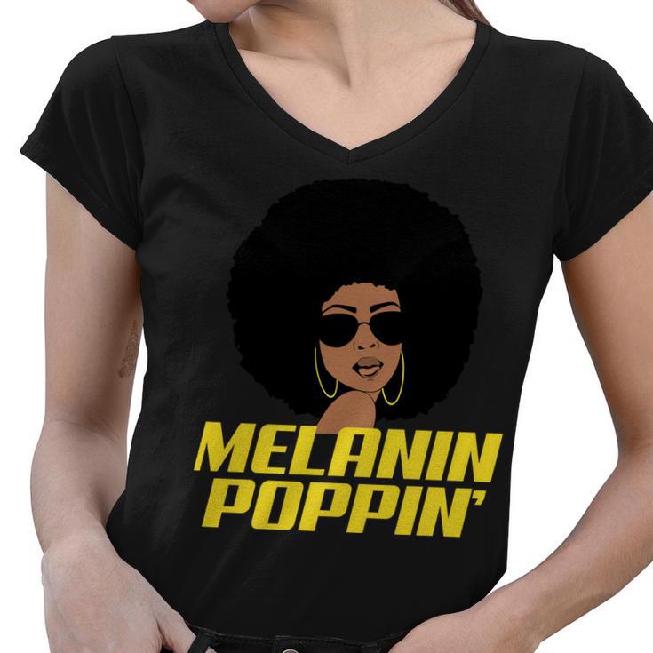 Melanin Poppin Proud African Pride Women V-Neck T-Shirt