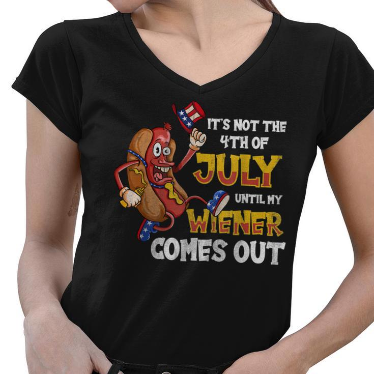 Mens Its Not A Party Until My Wiener Comes Out 4Th Of July Wiener  Women V-Neck T-Shirt