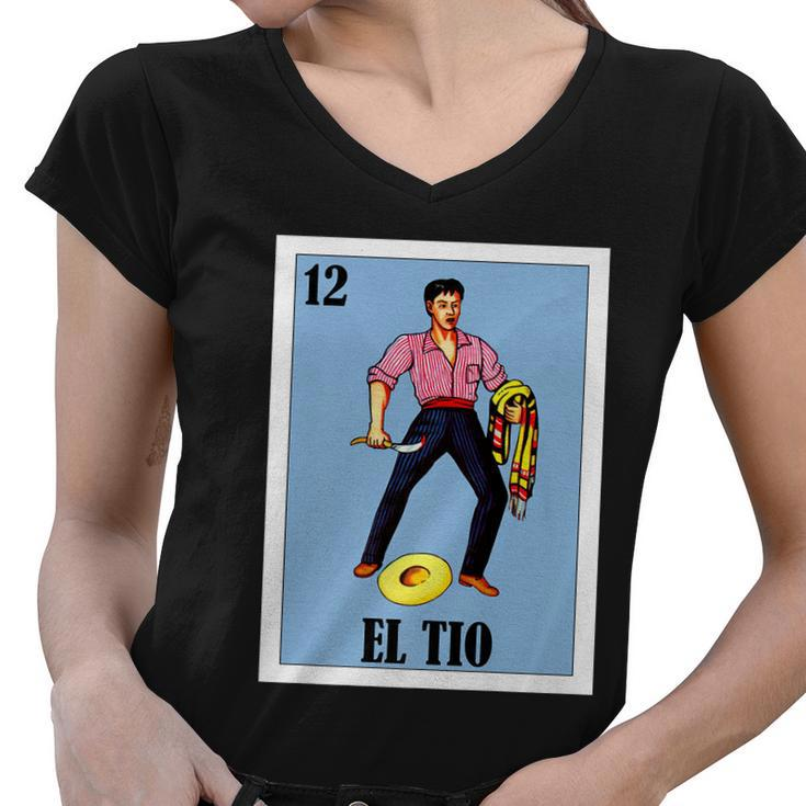 Mens Mexican Bingo Regalo Para Tio Lottery Parody El Tio Women V-Neck T-Shirt