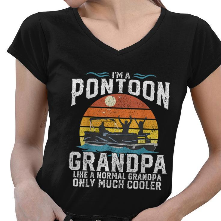 Mens Pontoon Grandpa Captain Retro Funny Boating Fathers Day Tshirt Women V-Neck T-Shirt