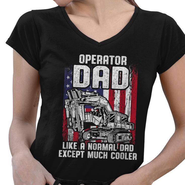 Mens Us Flag Heavy Equipment Excavator Operator Dad Tshirt Women V-Neck T-Shirt