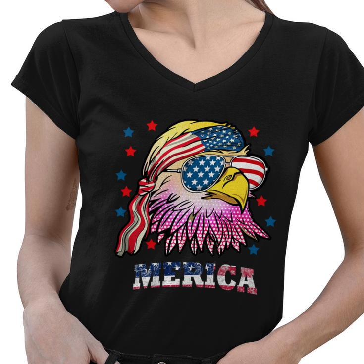 Merica Bald Eagle Mullet American Flag 4Th Of July Gift Women V-Neck T-Shirt