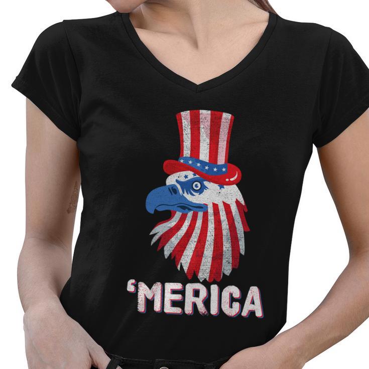 Merica Eagle Mullet 4Th Of July American Flag Patriotic Gift Women V-Neck T-Shirt