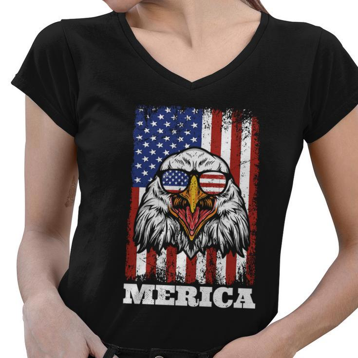 Merica Eagle Mullet 4Th Of July American Flag Stars Stripes Gift Women V-Neck T-Shirt
