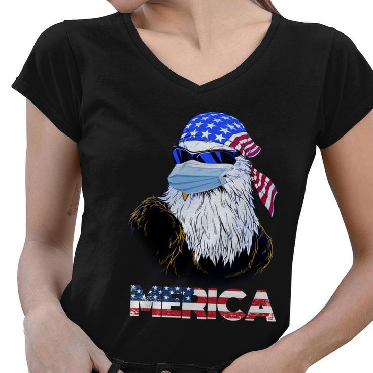 Merica Eagle Mullet 4Th Of July American Flag Vintage 2021 Great Gift Women V-Neck T-Shirt