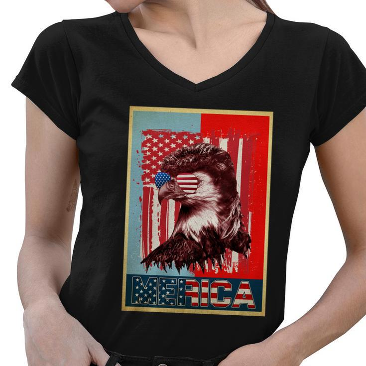 Merica Eagle Mullet 4Th Of July American Flag Vintage Usa Gift Women V-Neck T-Shirt