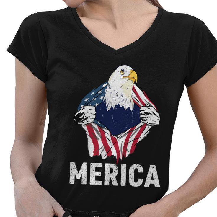 Merica Eagle Mullet 4Th Of July Funny Usa American Flag Great Gift Women V-Neck T-Shirt