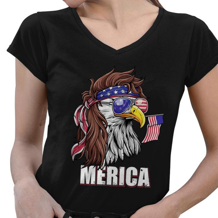 Merica Eagle Mullet 4Th Of July Usa American Flag Patriotic Great Gift Women V-Neck T-Shirt