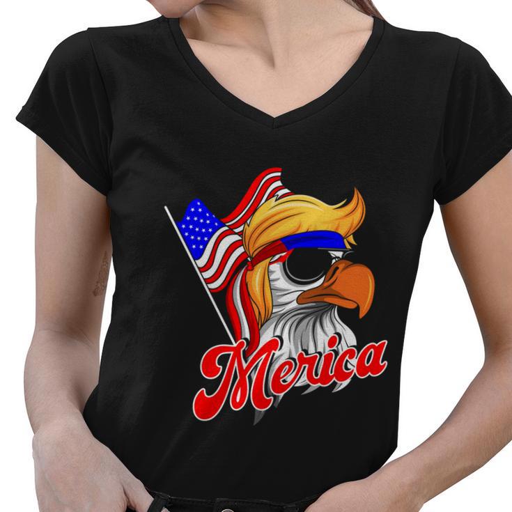 Merica Patriotic Eagle Mullet 4Th Of July American Flag Great Gift Women V-Neck T-Shirt