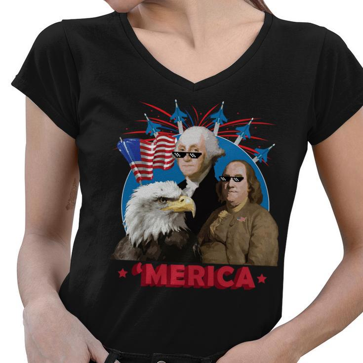 Merica Patriotic Party Women V-Neck T-Shirt