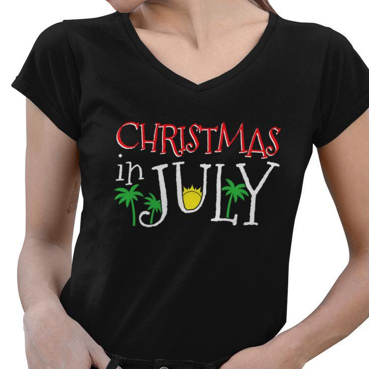 Merry Christmas Summer Funny Santa Christmas In July Women V-Neck T-Shirt