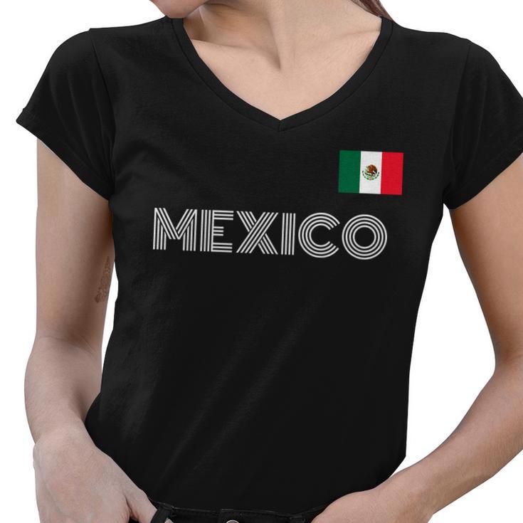 Mexico Country Flag Logo Women V-Neck T-Shirt