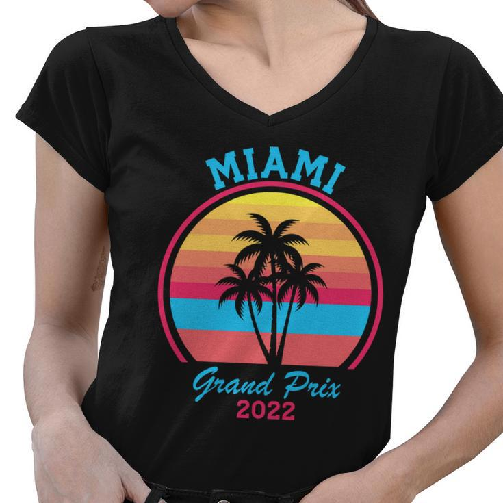 Miami Grand Prix 2022 Race Miami Gardens Retro Vintage Tshirt Women V-Neck T-Shirt