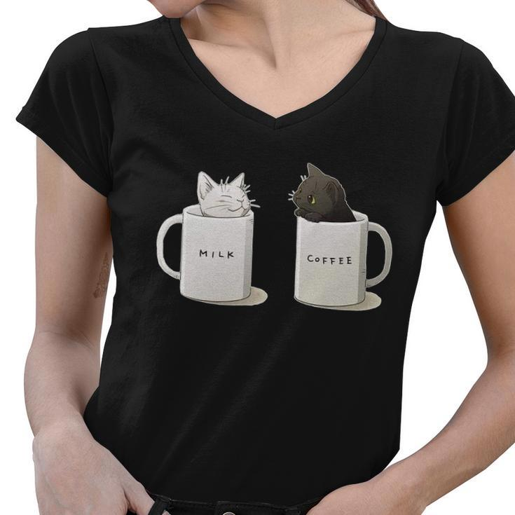 Milk N Coffee Kitties Women V-Neck T-Shirt