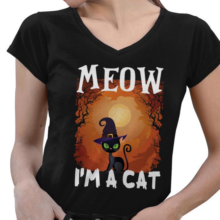 Moew Im A Cat Halloween Quote Women V-Neck T-Shirt