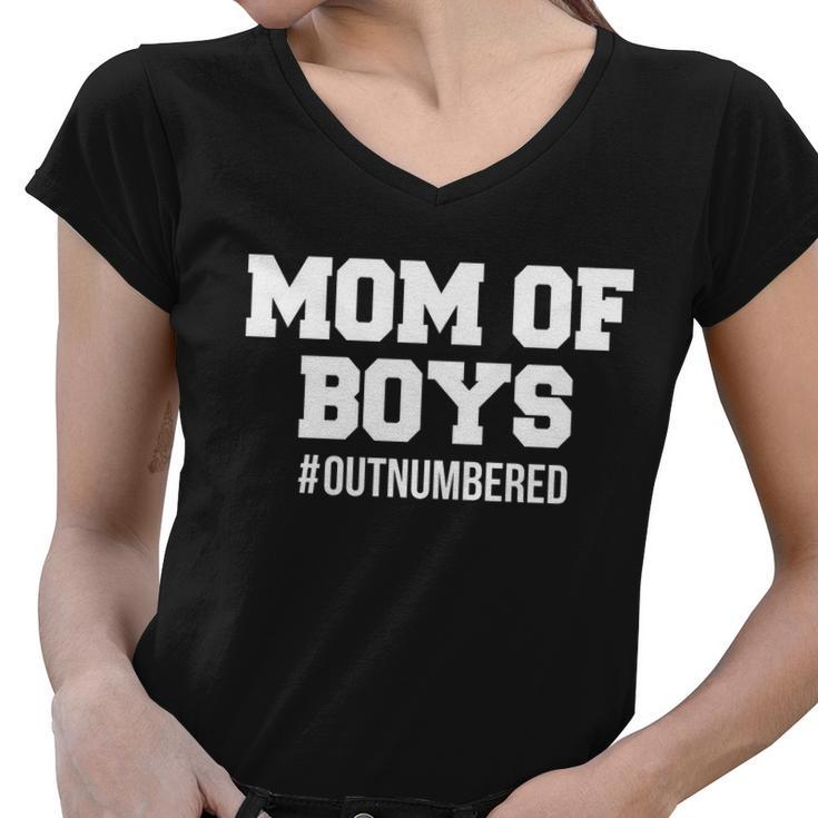Mom Of Boys Hashtag Out Numbered Tshirt Women V-Neck T-Shirt