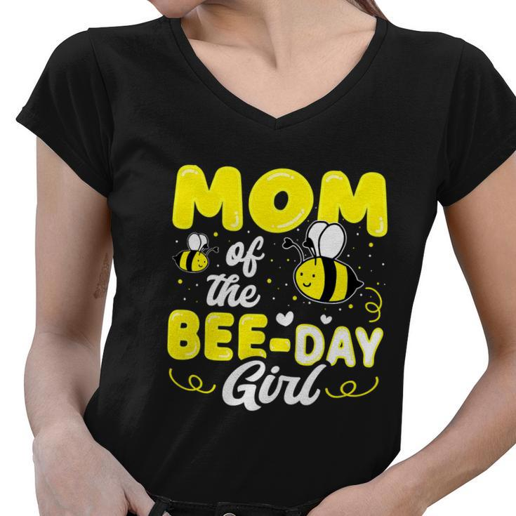 Mom Of The Bee Day Girl Party Birthday Sweet Women V-Neck T-Shirt
