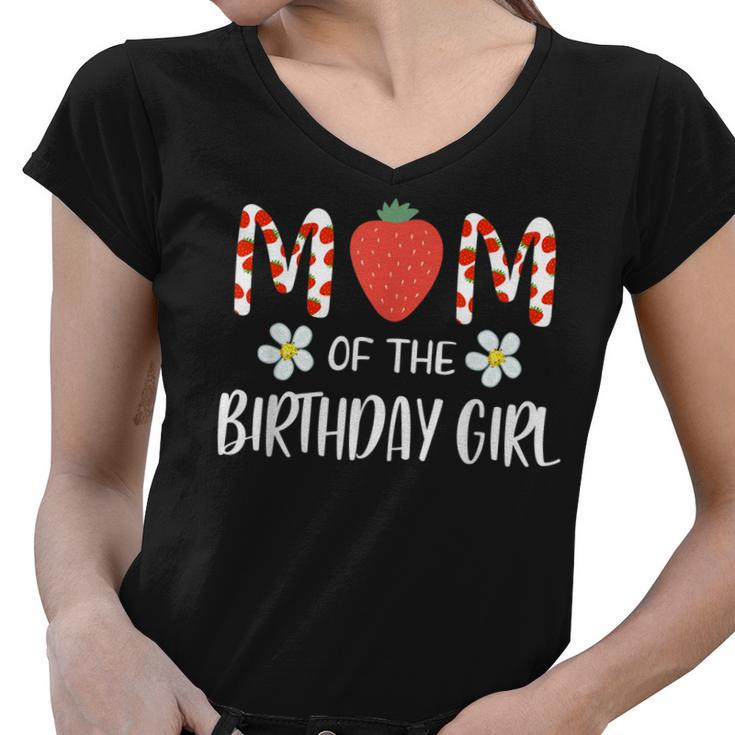 Mom Of The Birthday Girl First Birthday Berry Themed Party  Women V-Neck T-Shirt