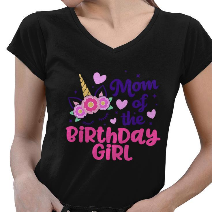 Mom Of The Birthday Girl Unicorn Birthday Unicorn Mom Graphic Design Printed Casual Daily Basic Women V-Neck T-Shirt