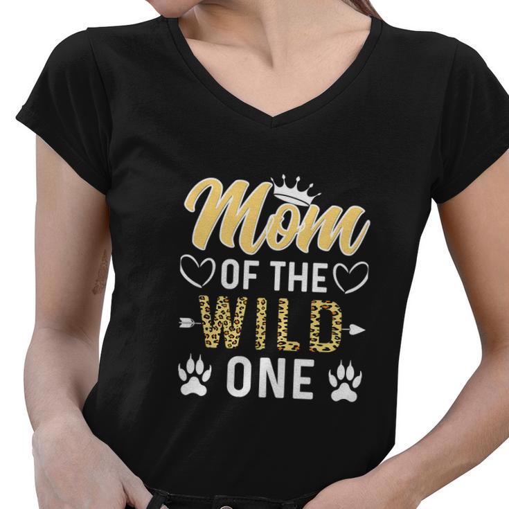 Mom Of The Wild One Funny 1St Birthday Women V-Neck T-Shirt