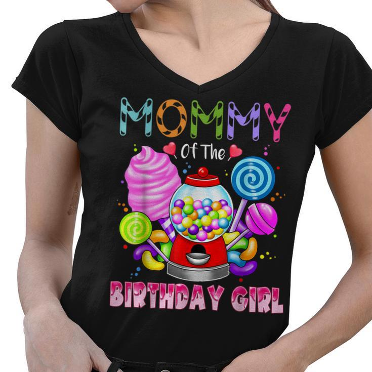 Mommy Of The Birthday Girl Candyland Candy Birthday Party  Women V-Neck T-Shirt