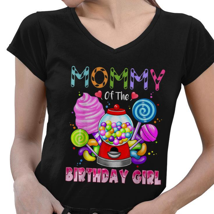 Mommy Of The Birthday Girl Candyland Candy Birthday Party Women V-Neck T-Shirt