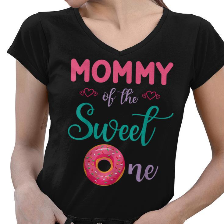 Mommy Of The Sweet One Donut Cake Happy To Me You Mother  Women V-Neck T-Shirt