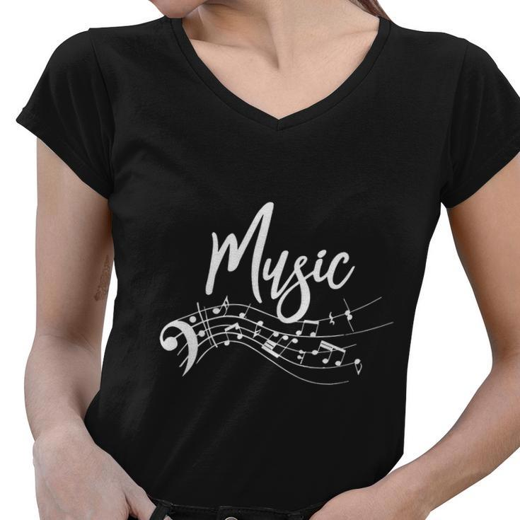 Music Notes V2 Women V-Neck T-Shirt