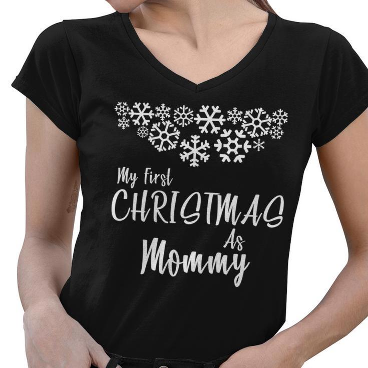 My First Christmas As Mommy T-Shirt Graphic Design Printed Casual Daily Basic Women V-Neck T-Shirt