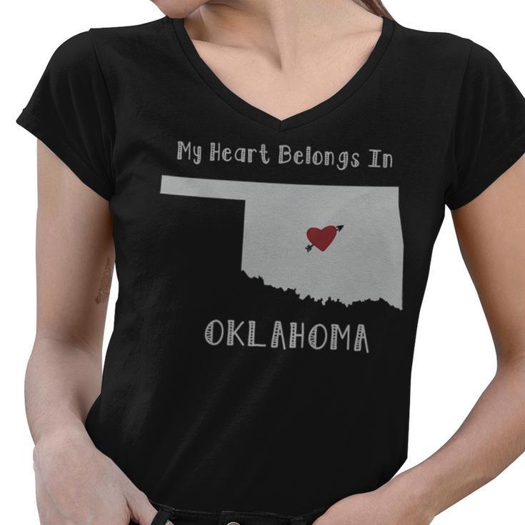 My Heart Belongs In Oklahoma Women V-Neck T-Shirt