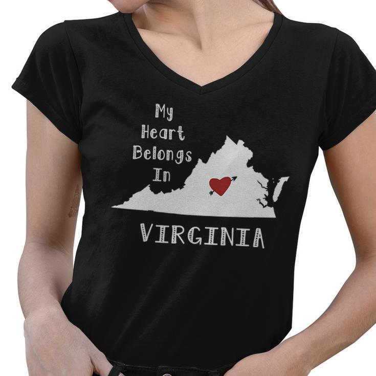 My Heart Belongs In Virginia Women V-Neck T-Shirt