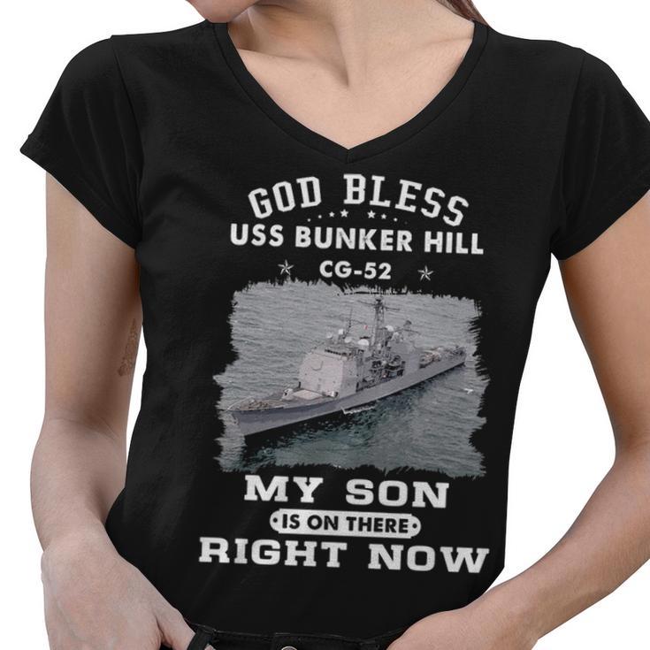 My Son Is On Uss Bunker Hill Cg  Women V-Neck T-Shirt