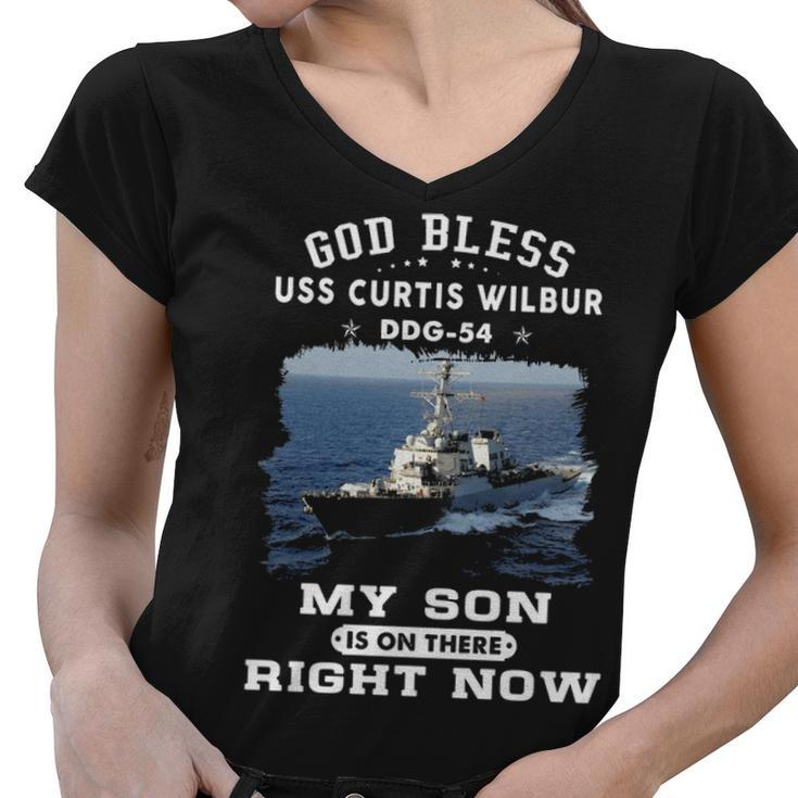 My Son Is On Uss Curtis Wilbur Ddg  Women V-Neck T-Shirt