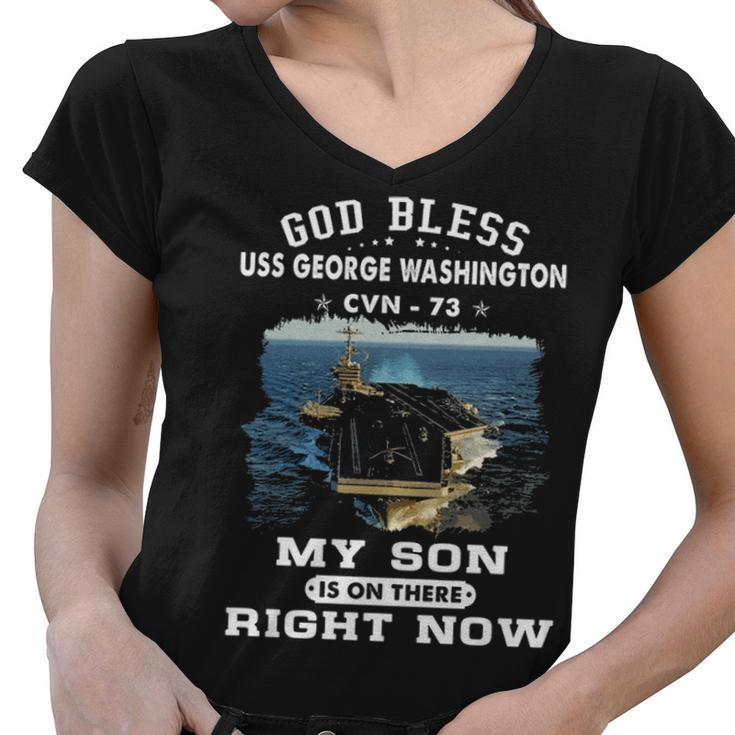 My Son Is On Uss George Washington Cvn  Women V-Neck T-Shirt