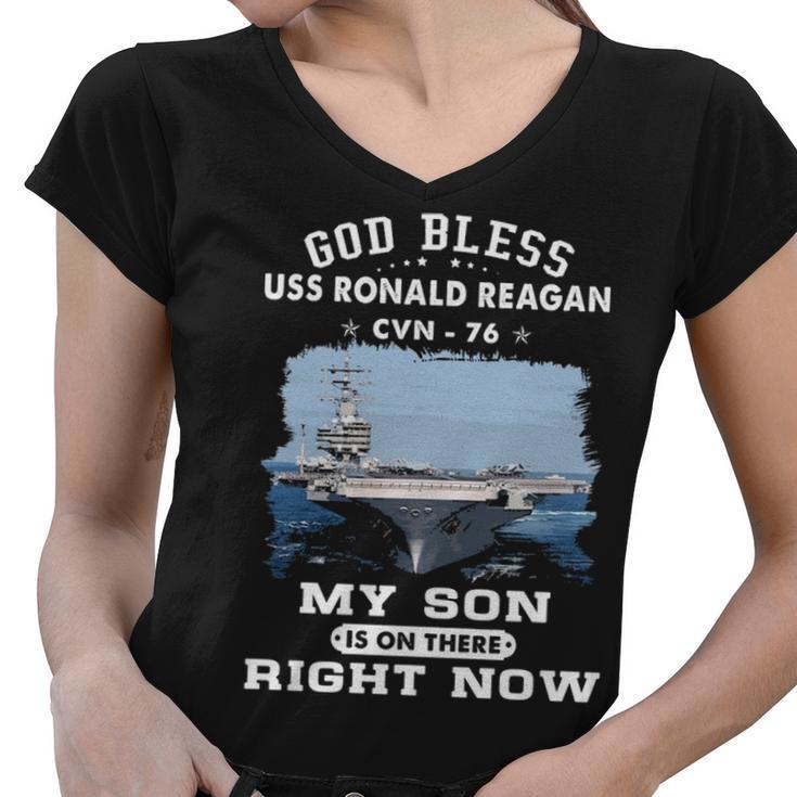 My Son Is On Uss Ronald Reagan Cvn  Women V-Neck T-Shirt