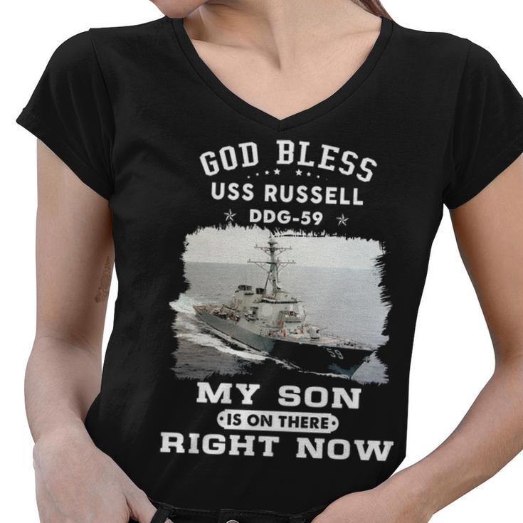 My Son Is On Uss Russell Ddg  Women V-Neck T-Shirt