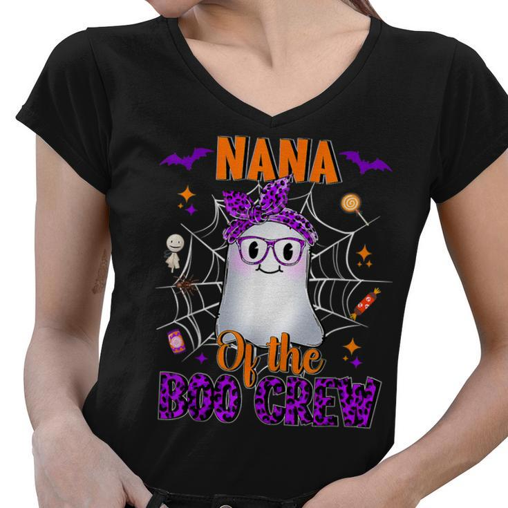 Nana Boo Crew Ghost Funny Matching Family Grandma Halloween  Women V-Neck T-Shirt