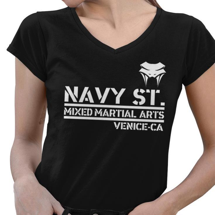 Navy St Mix Martial Arts Venice California Snake Logo Tshirt Women V-Neck T-Shirt