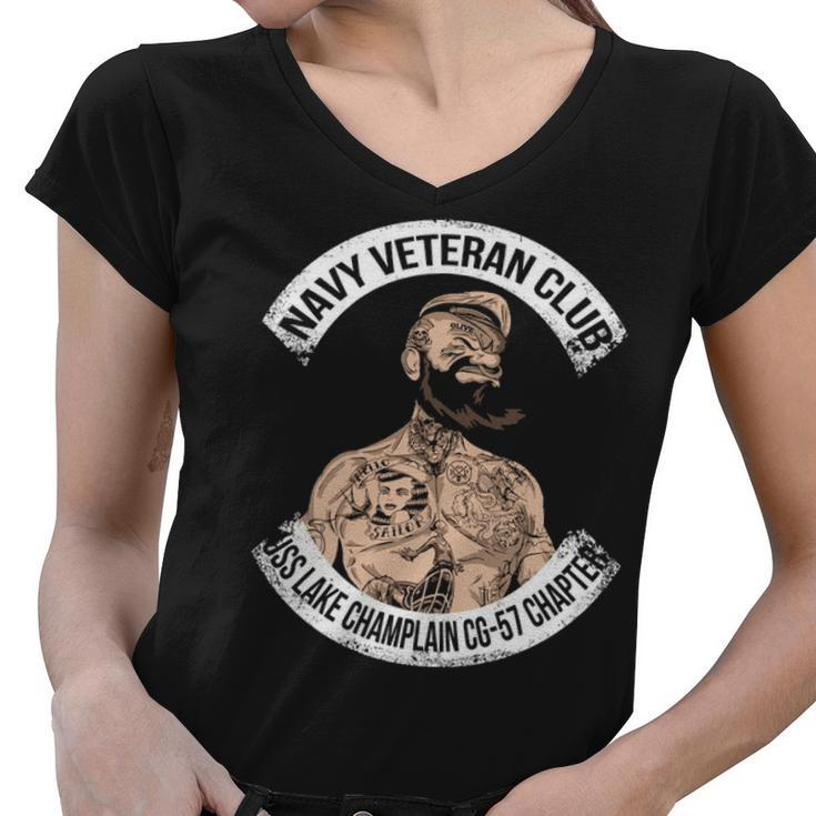 Navy Uss Lake Champlain Cg Women V-Neck T-Shirt