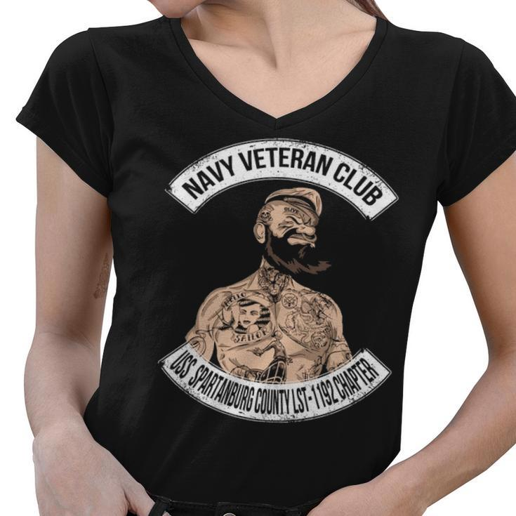 Navy Uss Spartanburg County Lst Women V-Neck T-Shirt