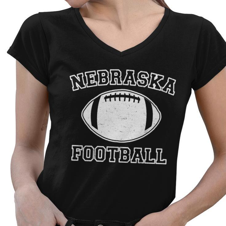 Nebraska Football Vintage Distressed Women V-Neck T-Shirt